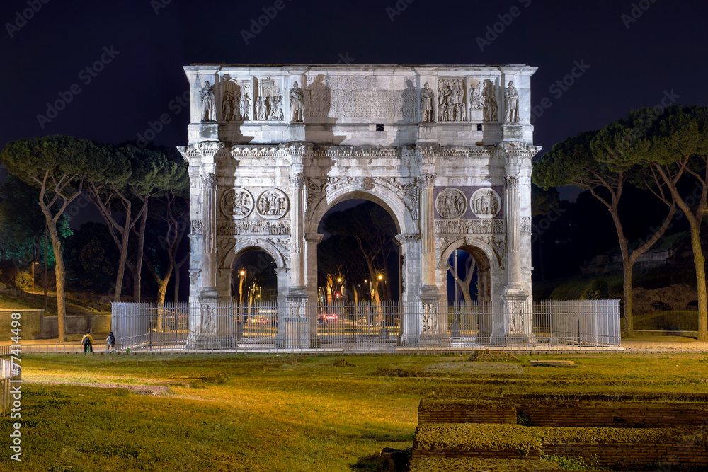 Arch of Constantine in Rome by Night
