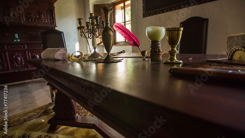 Historic wooden castle desk photo