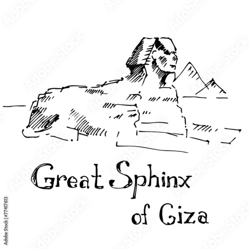 Great Sphinx of Giza. Sketch. Vector illustration.