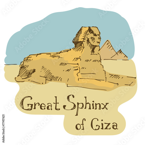Great Sphinx of Giza. Sketch. Vector illustration.