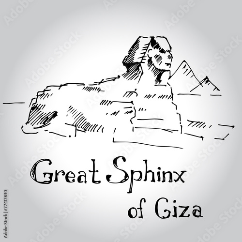 Great Sphinx of Giza. Sketch. Vector illustration.
