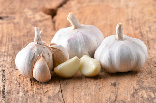 Garlic on  background.