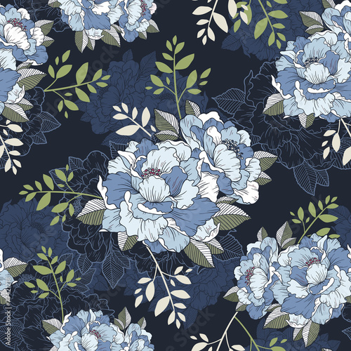 elegant peony seamless floral pattern background