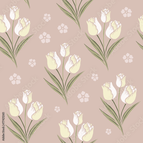 Wallpaper Mural retro tulips seamless pattern background Torontodigital.ca