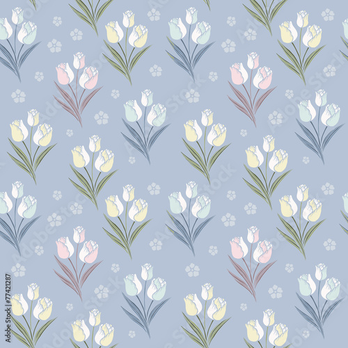 retro tulips seamless pattern background