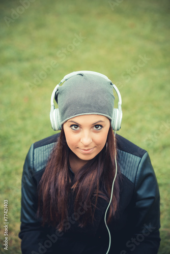 young beautiful brunette straight hair woman in the park © Eugenio Marongiu