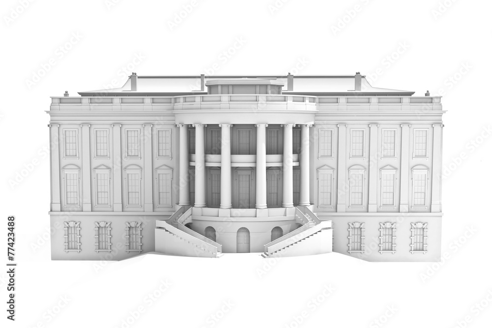3d illustration of the White house on a white background.