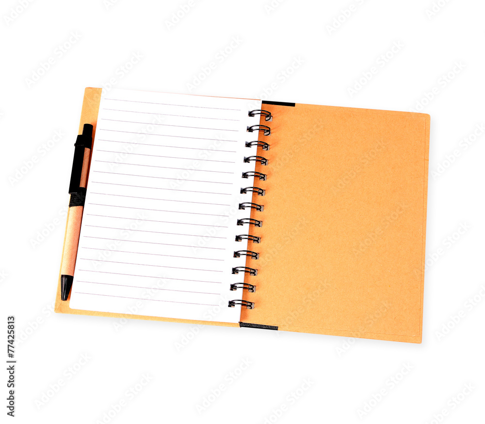 Note book with pen isolated on white Note book with pen isolated on white