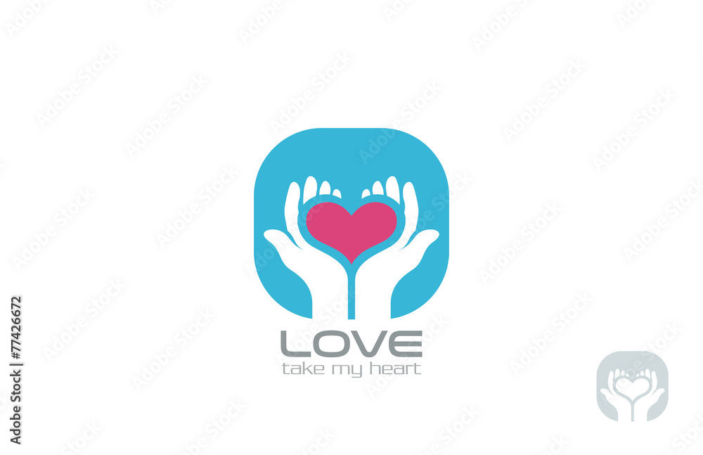 Hands holding Heart Logo design vector. Take my Love Hands holding Heart Logo design vector. Take my Love