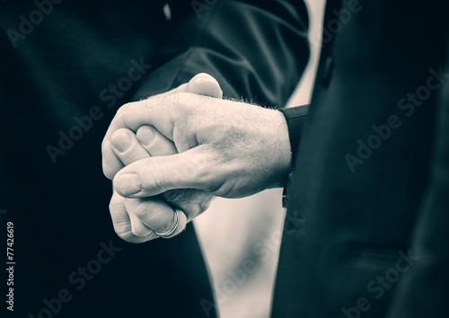 Two Married Men Holding Hands - Lightly Toned