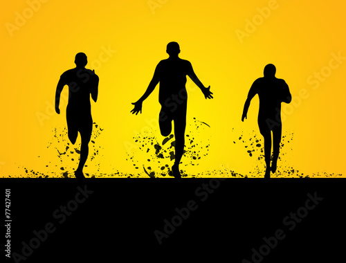 3 men running on the field