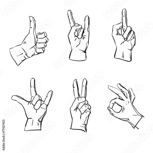 Vector hands in different interpretations