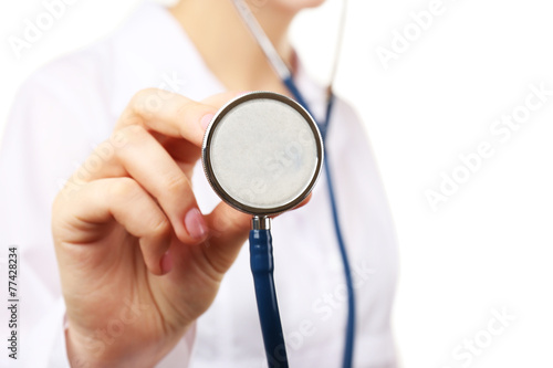 Close-up of doctor hand with stethoscope