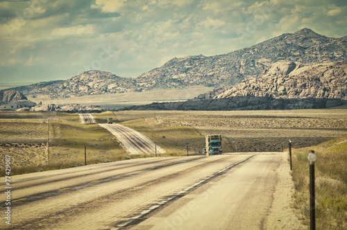 US Highway 287 In Wyoming USA