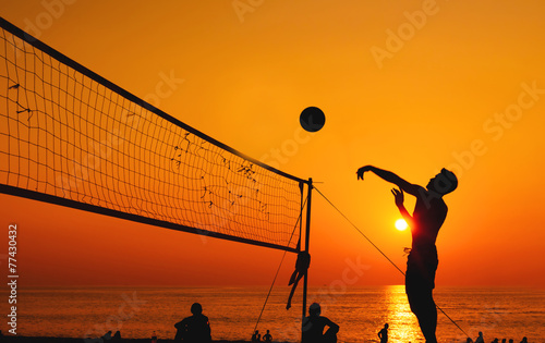 beach volleyball silhouette photo