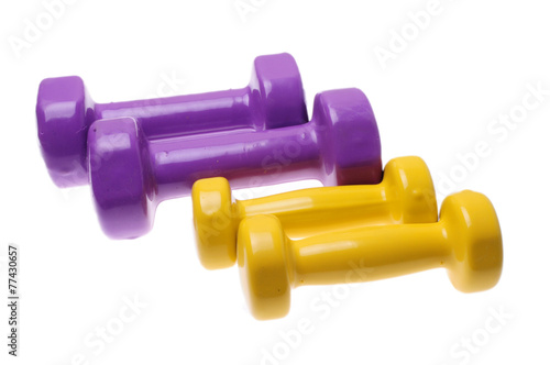 Two Pairs of dumbbells Isolated on white background