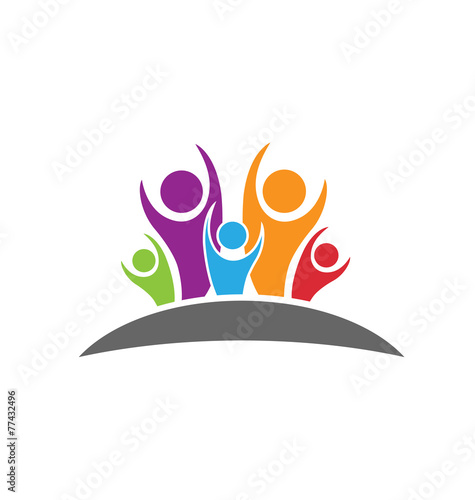 Family people in optimistic mood vector logo