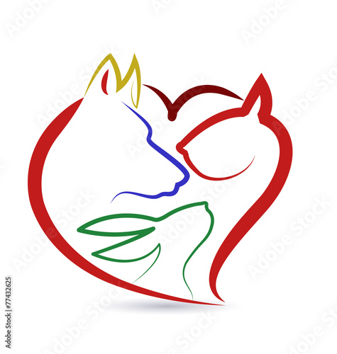 Vector Cat dog bird and rabbit logo