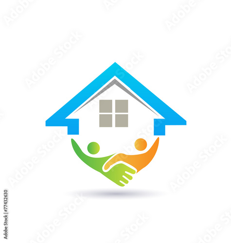 House handshake business vector logo