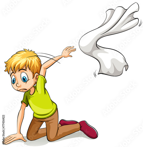 A man throwing a towel
