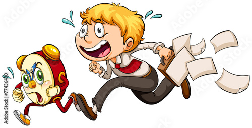 A man running with the clock