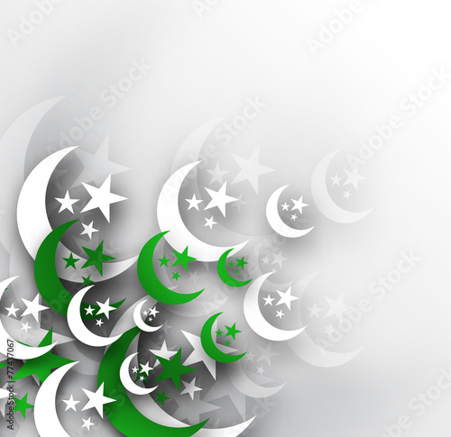Moon with Pakistan's Flag for Independence Day