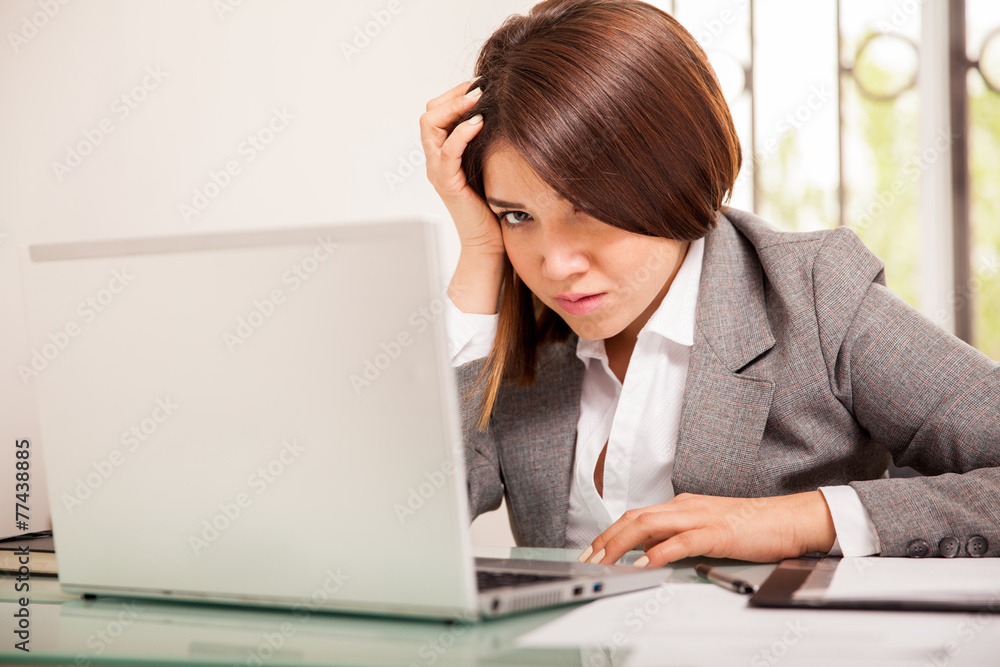 Very upset business woman at work Very upset business woman at work