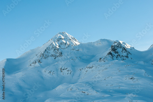 Alpine Alps mountain landscape along the Bernina Express