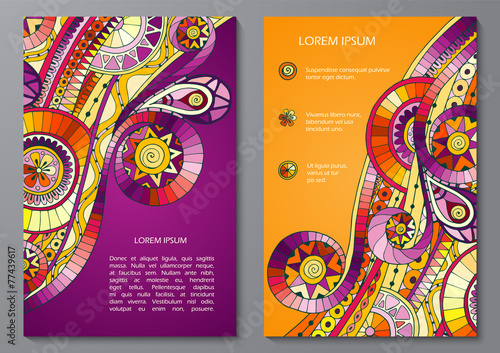 Set of Poster Templates with doddle pattern.