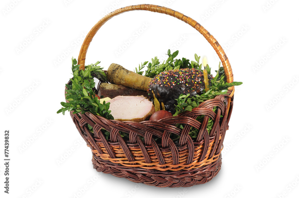 Obraz premium Easter basket on white background isolated