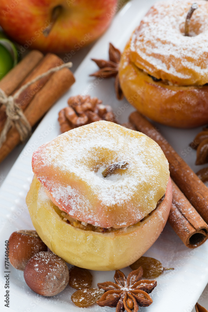 baked apples stuffed with dried fruit, nuts and cottage cheese baked apples stuffed with dried fruit, nuts and cottage cheese