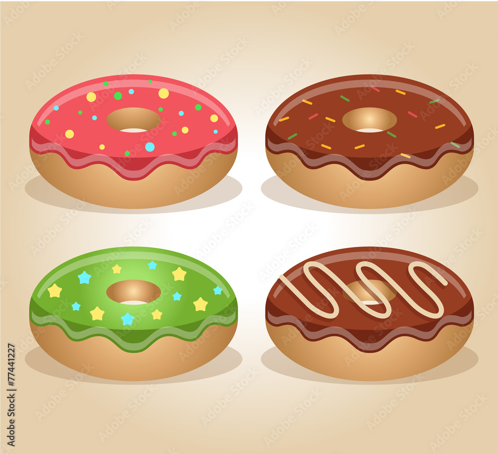 Vector donuts illustration set Vector donuts illustration set