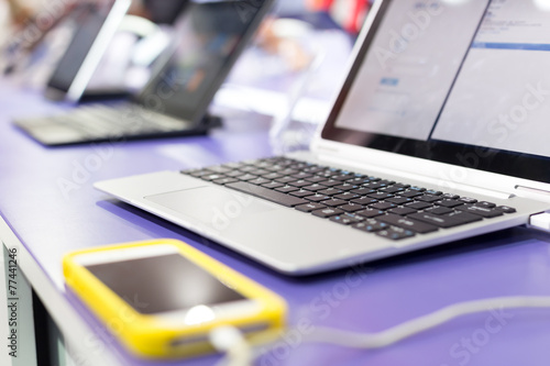 modern laptop on technology exhibition