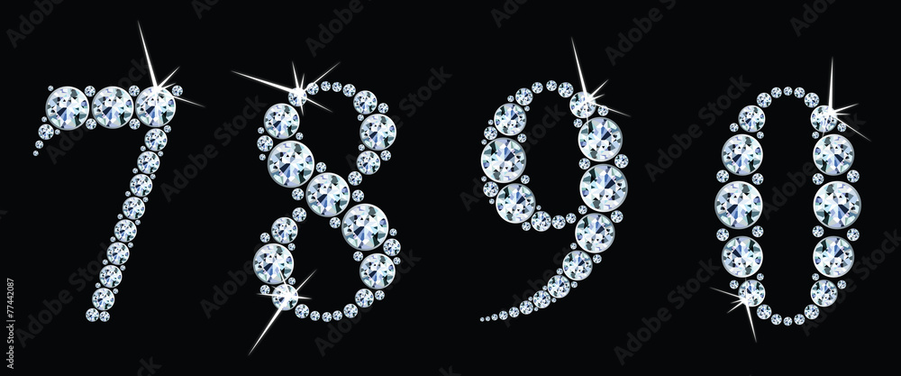 Diamond numbers set 7,8,9,0. Vector Eps10 Diamond numbers set 7,8,9,0. Vector Eps10