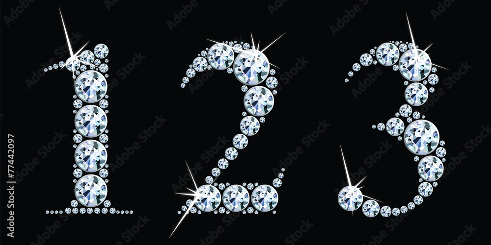Diamond numbers set 1, 2, 3. Vector Eps10 Diamond numbers set 1, 2, 3. Vector Eps10