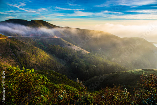 Fog in the morning at Marin Headland, San Francisco photo