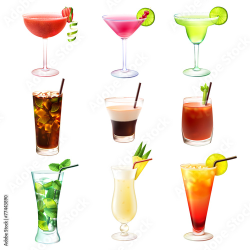 Cocktail realistic set