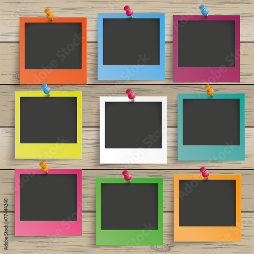 Wood 9 Colored Photo Frames