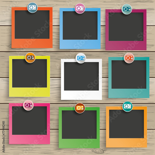 Wood 9 Photo Frames Camera Icons