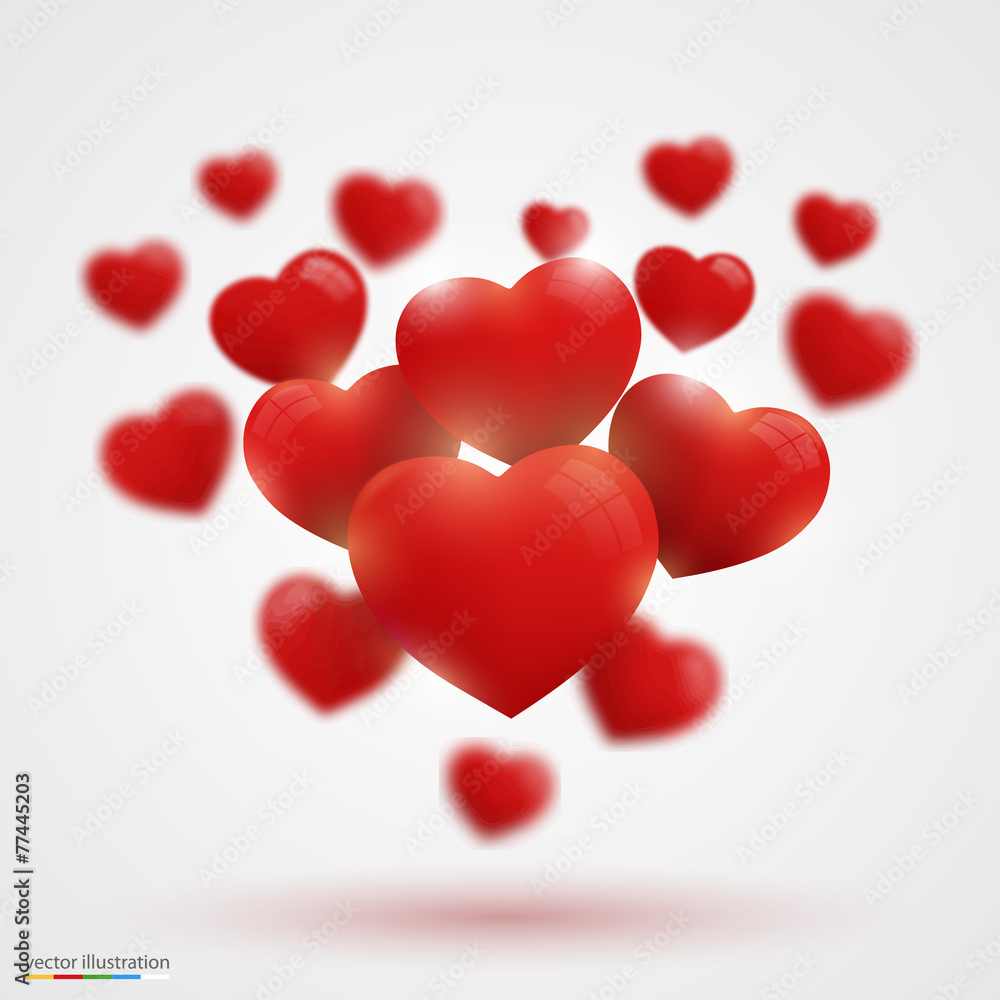 Many Valentine's hearts