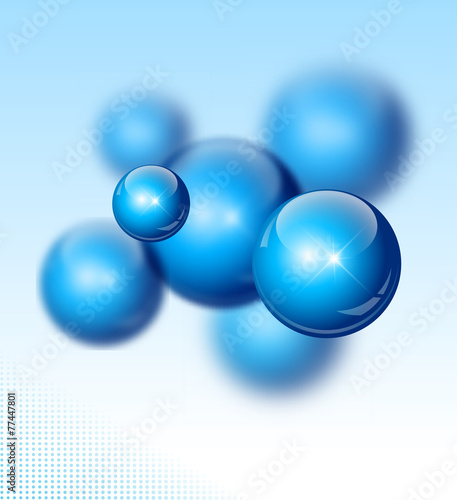 Blue Abstract 3d depth of field spheres