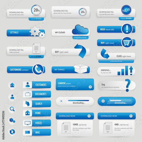 Second blue button pack vector