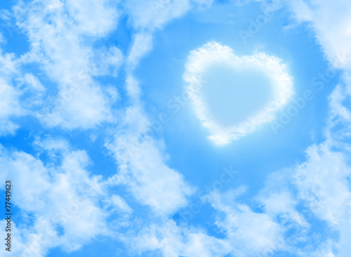 heart cloud shape on blue sky background