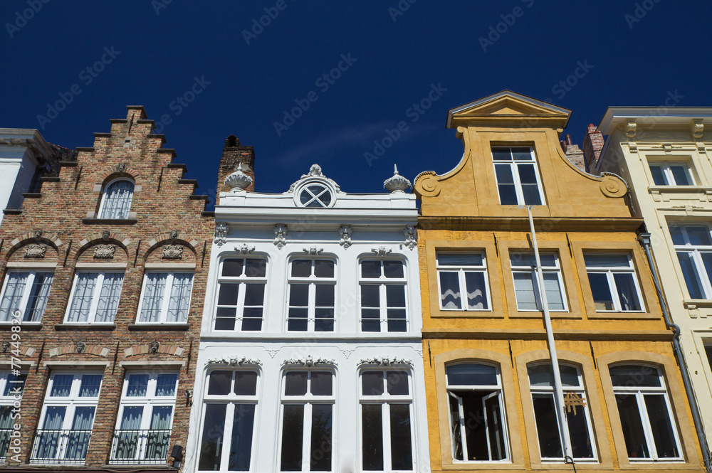 Historic houses in the center of Bruges (Belgium)