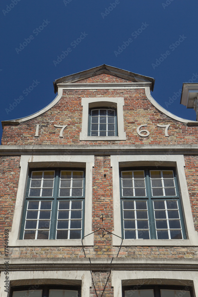 Ancient brick house  in the Bruges (Belgium)