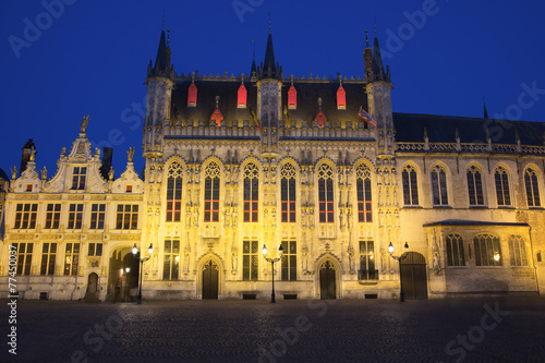 The Town Hall in Bruges at night (Belgium)