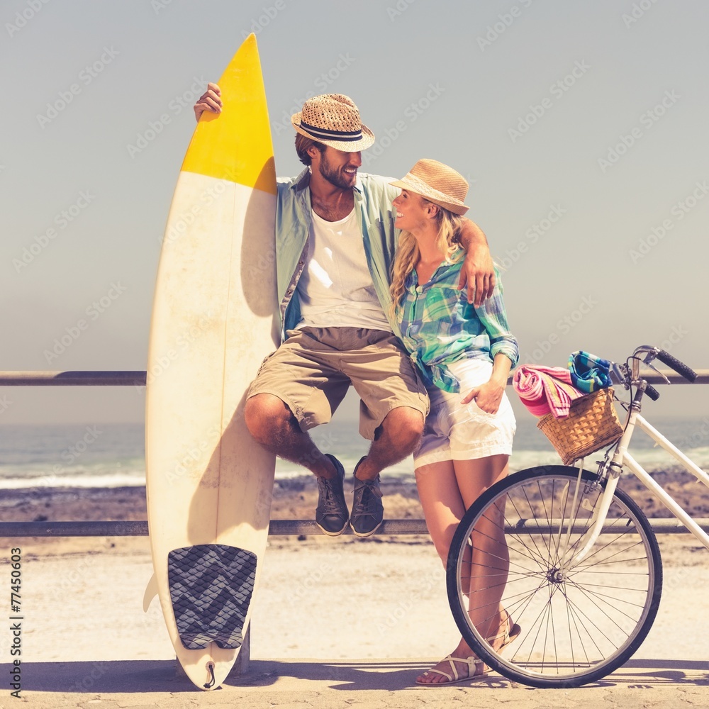 Fototapeta premium Cute couple on a bike ride