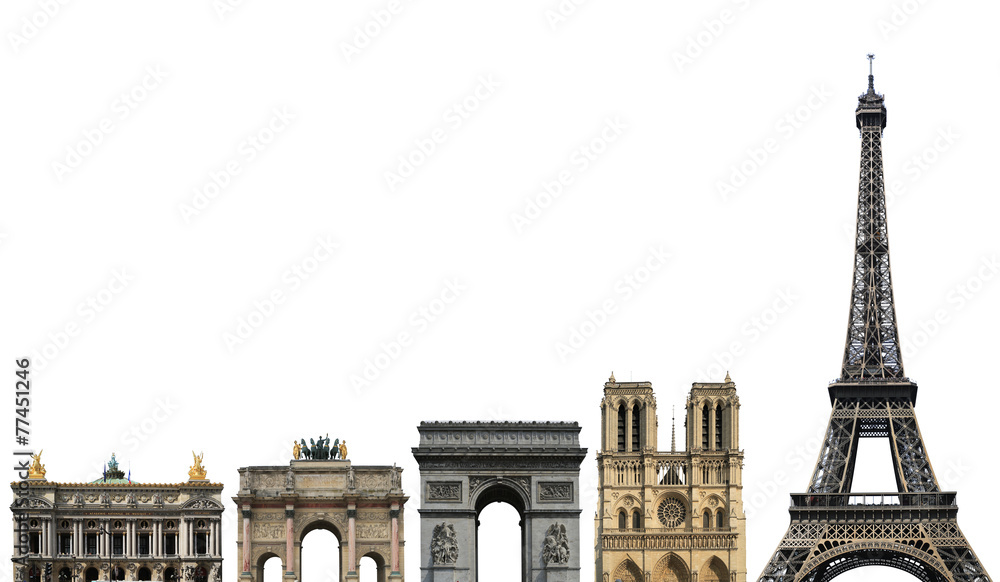 Fototapeta premium France, landmark of Paris, on a white background