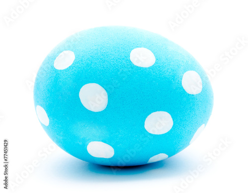 Painted blue easter egg isolated