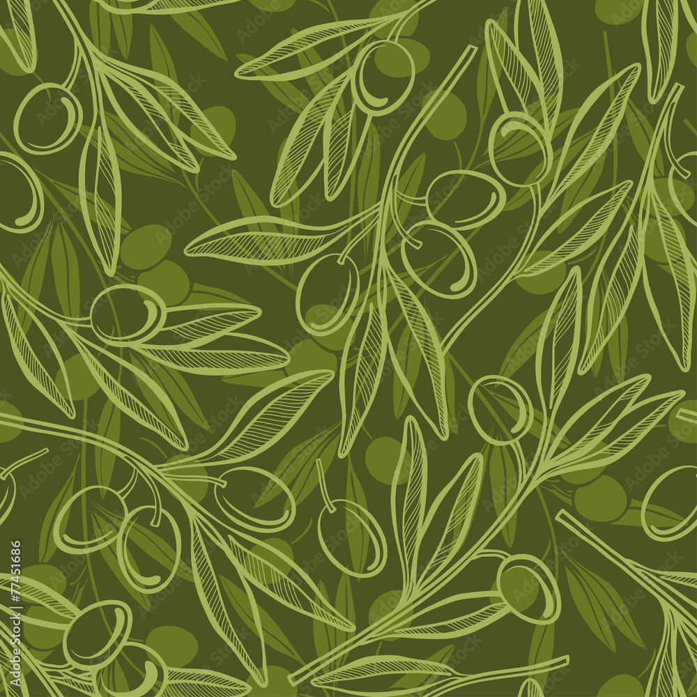 Seamless pattern with olive branches. Seamless pattern with olive branches.